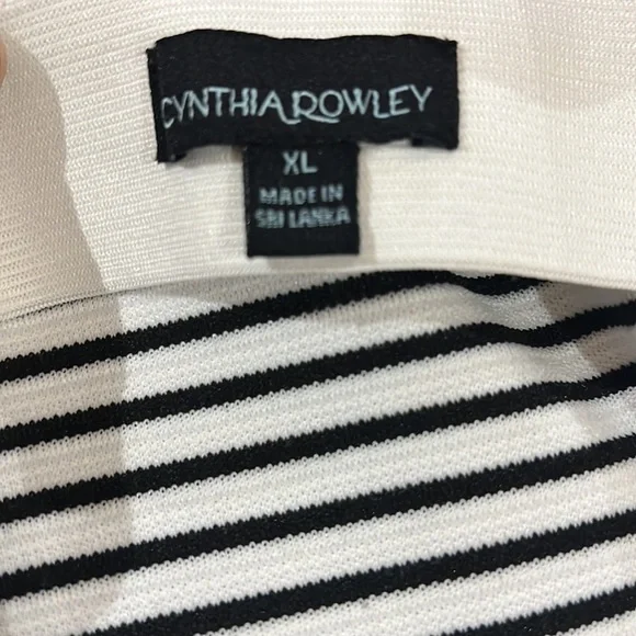 Cynthia Rowley Black and White Striped Pencil Skirt XL - Picture 4 of 5